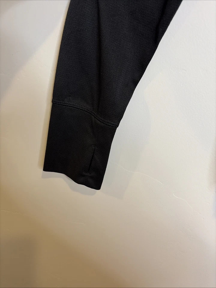 Camisa Reebok Talla S Para Mujer 1/4 Cremallera Elastizada Top Pulgar Agujero Azul Negro Athleisure Foto 2 de 4