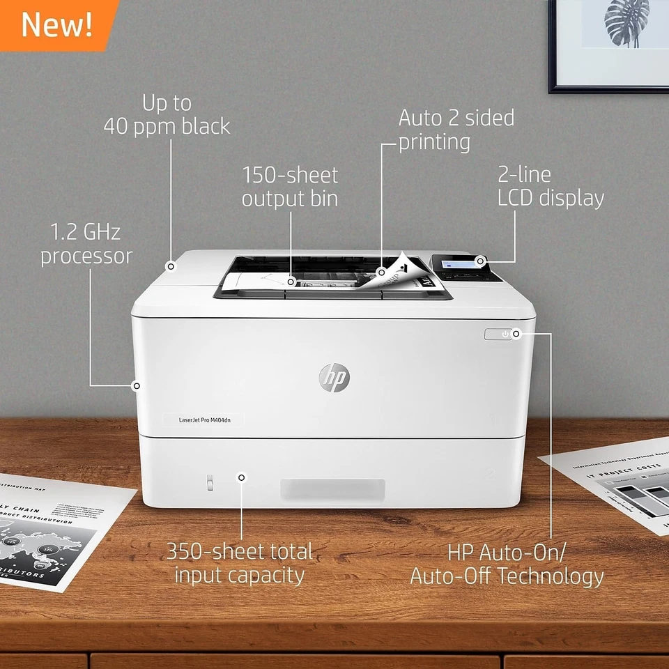 HP LaserJet Pro M404dn Monochrome Laser Printer, workgroup & Networkable Printer - Image 2 of 2