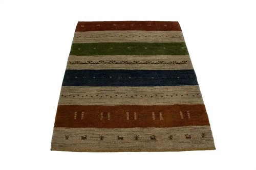 4X5 ft Handmade Modern Oriental Area Rug Striped Design Plush Home & Room Carpet - Picture 2 of 13