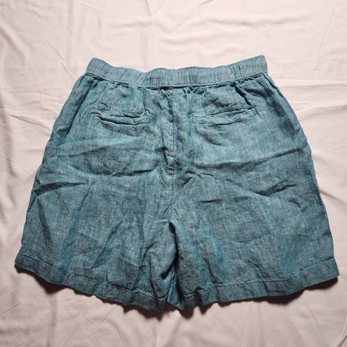 Tahari Womens Medium Linen Drawstring Shorts Blue Teal - Picture 2 of 7
