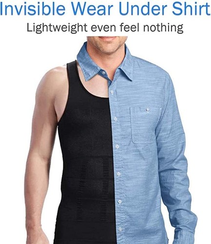 Compressed Men Slimming Vest Body Slimmer Chest Belly Waist Shirt Tummy Control - Picture 8 of 19