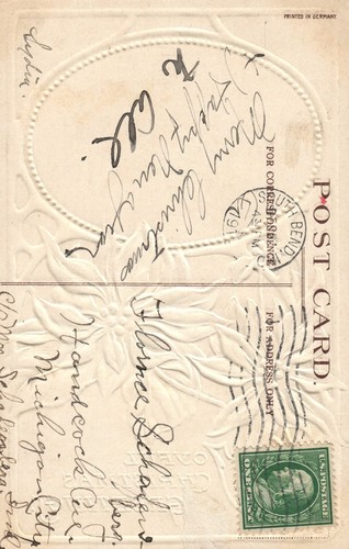 Vogel stehend auf Weihnachtsstern und Schnee Weihnachten Postkarte - Bild 2 von 2