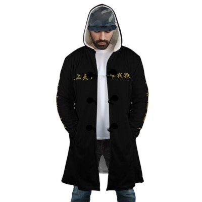 Manji Yakuza Fleece Hooded Cloak Coat | Unique & Stylish Fantasy