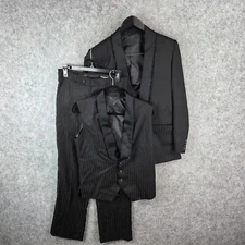 Eden Robe Vest Pants Blazer Jacket Mens Black Striped Extra Small Formal