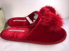 Victorias Secret Red Pom Pom Slippers size Large L 9/10 New