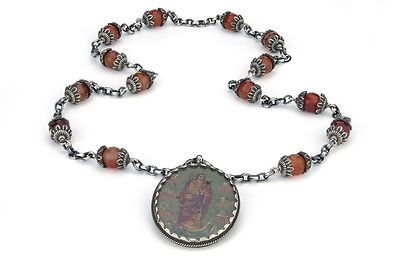 Emma Quist Peruvian Reliquary Necklace with Carnelian Beads