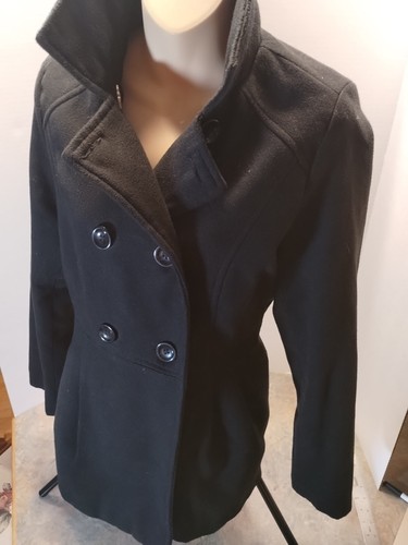 Xhilaration Winter Coat Size M Button Down black 28 inch Long - Picture 8 of 12