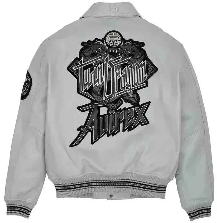 Mens Avirex Genuine Cowhide Leather Bomber Jacket American Flight Leather Jacket