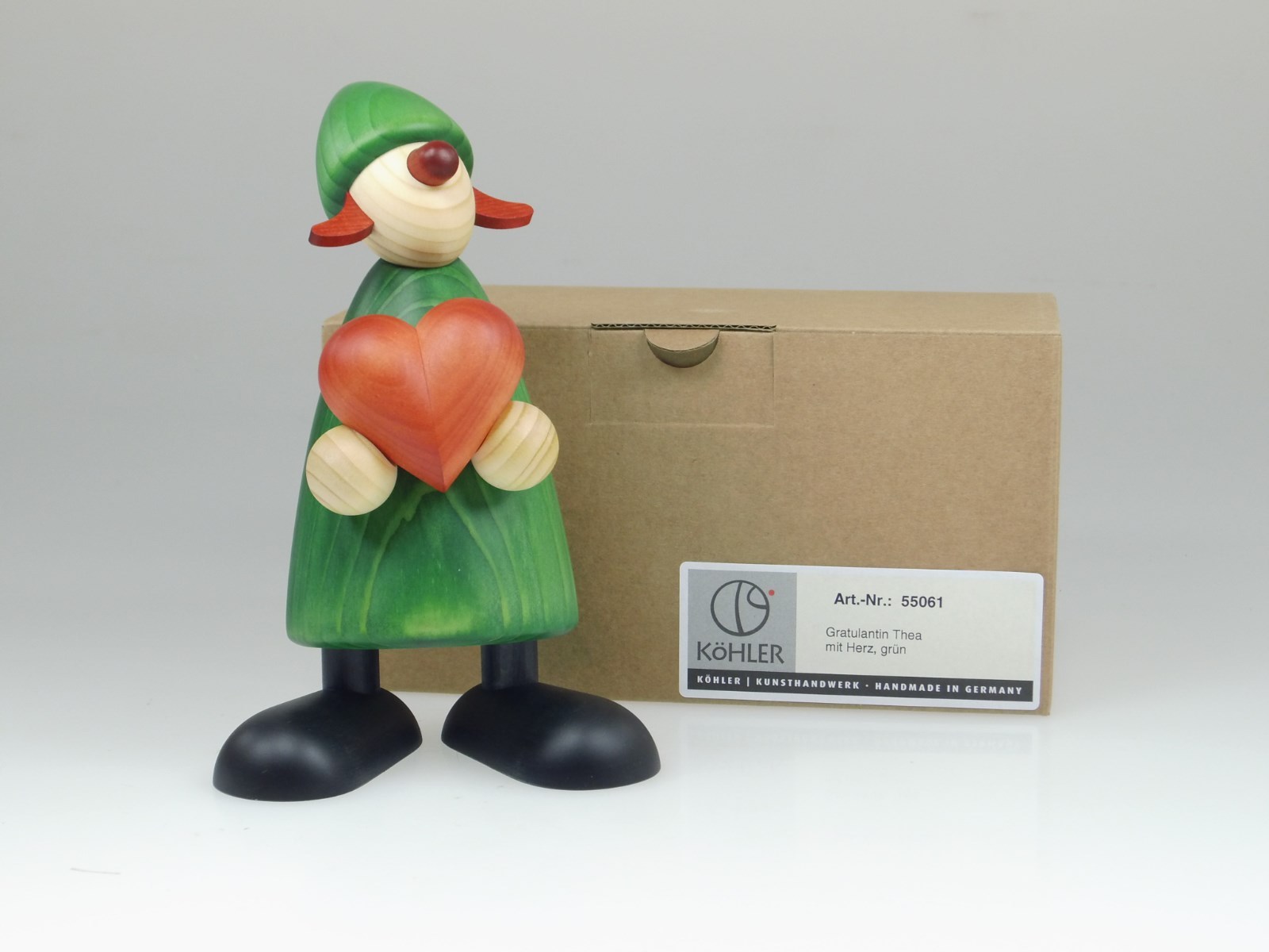 Björn Köhler 55061 Gratulantin Thea mit Herz grün 17 cm NEU und OVP Björn Köhler 55061 Gratulantin Thea mit Herz grün 17 cm NEU und OVP