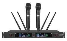 True Diversity 2 Channel UHF Wireless Dual Microphone Cordless Handheld System