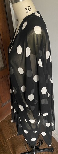 NWT Anne Klein Polka Dot Ruana, Kimono Women’s Size S/M Open Front Poly 39” L - Picture 3 of 8