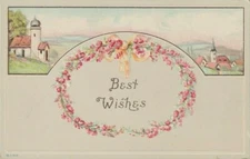 Divided Back Divided Back Unposted Postcard Embossed Best Wishes Villages
