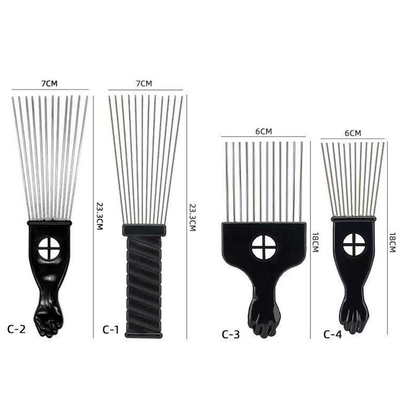 Afro Comb With Black Fist Metal Or Plastic African Hair Professional ...