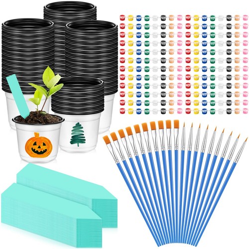 175 Pcs Halloween Painting Craft Set Mini Acrylic Paint Set 50 Plastic Plant ...