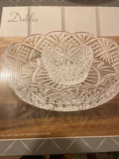 Godinger Dublin Crystal Chip and Dip Two Piece Server 12”