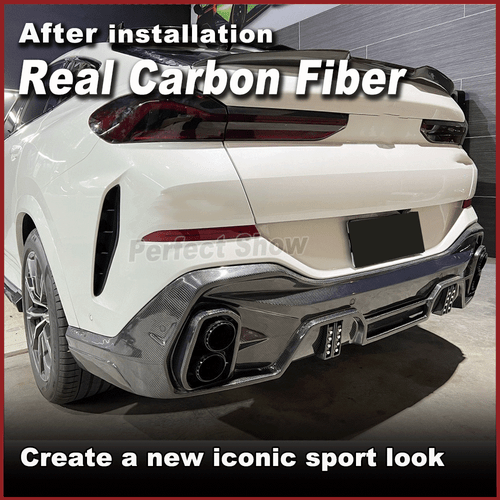Difusor trasero de carbono alerón trasero con embellecedores de escape para paquete BMW X6 G06 M - Imagen 2 de 13