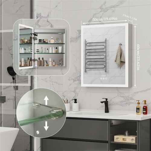 Innovado Armario Espejo Baño LED Almacenamiento con Enchufe Bluetooth Pantalla de Tiempo - Imagen 17 de 20
