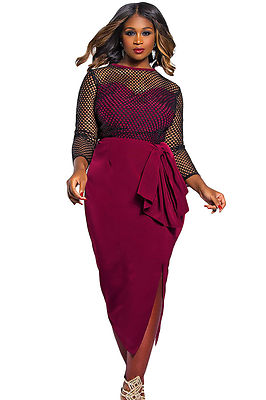Netzkleid Nude Tailliert Übergrößen Curvy Formosa Plus Size Dress XXL