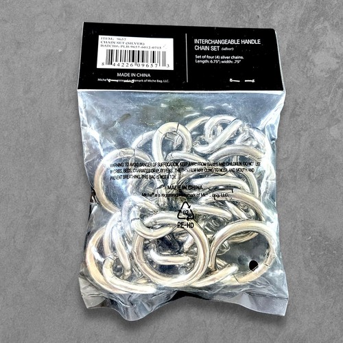 Set of 4 Miche Interchangeable Silver Handle Chain Sets Carabiner Ends - Picture 2 of 4