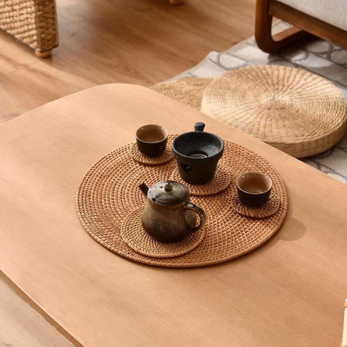 Natural Rattan weaving Placemats Coasters Woven Table Mats for Dining Table - Picture 8 of 17