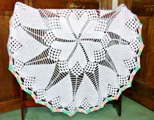 0525 Crochet Baby's Circular Doily Blanket 43ins Dia Aran - Vintage Pattern Copy - Picture 2 of 3