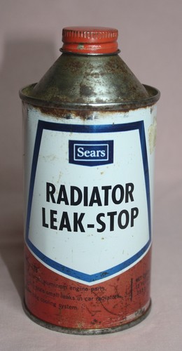 VINTAGE COLLECTIBLE CONE TOP TIN CAN SEARS RADIATOR LEAK-STOP  NO 28-773  FULL - Bild 1 von 4