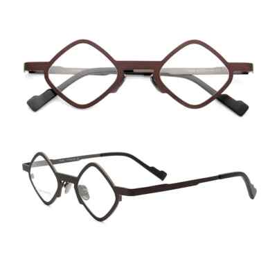 Pure Titanium Diamond Shaped Retro Eyeglasses Square Glasses Frames Mens Womens