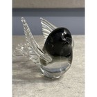 Murano Glass Bird Clear and Black Glass