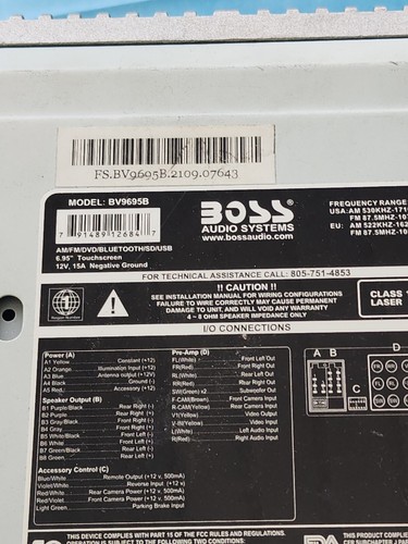 BV9695B Boss Double Din Car Stereo No Wires Cracked Touch Screen - Picture 3 of 11