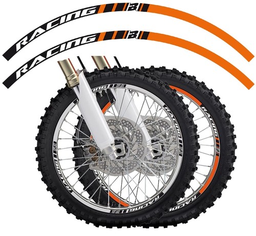 KIT ADESIVI CERCHI RUOTE ENDURO CROSS MOTARD BLACKBIRD CRYSTALL ARANCIONE RACING - Foto 2 di 2