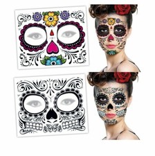 2 Day Of The Dead Dia de los Muertos Face Mask SUGAR SKULL TATTOO Halloween