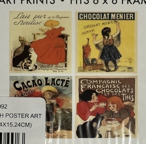 NEW Set Of 4 Reproduction Vintage French Ad Poster Art Prints~Fits 6” x 6” Frame - Picture 8 of 9