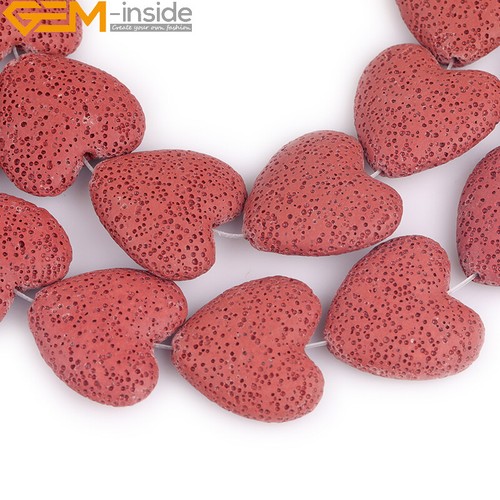 Volcanic Lava Rock Sponge Beads 15" Strand 27mm Heart Shape Natural Stone Loose - Picture 54 of 67