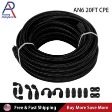 6AN CPE Fuel Line Kit 20FT Nylon Braided Fuel Line Hose Fitting Kit + 12 Fitting