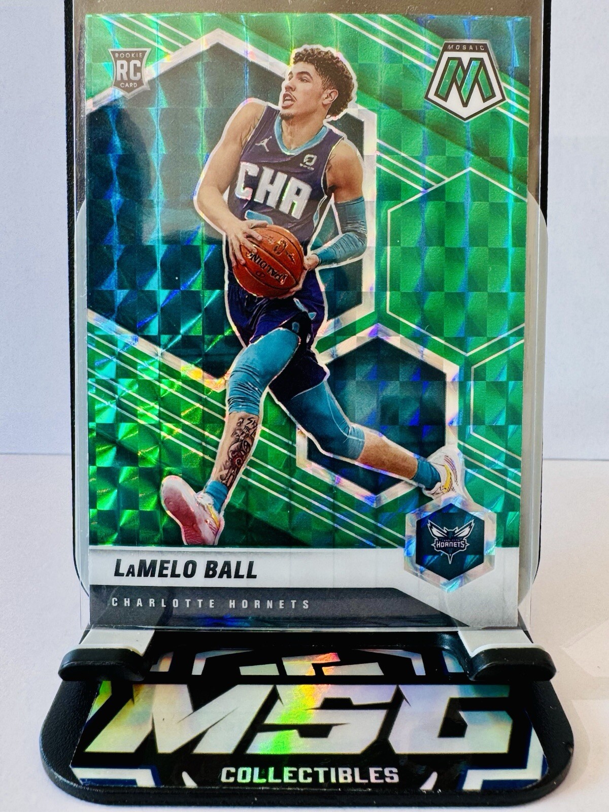 2020-21 Panini Mosaic LaMelo Ball Green Mosaic Prizm Rookie #202 RC Hornets