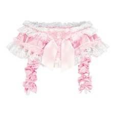 Satini Frilly Lace Satin Sissy Silky Garter Lingerie Knickers Suspender Belt