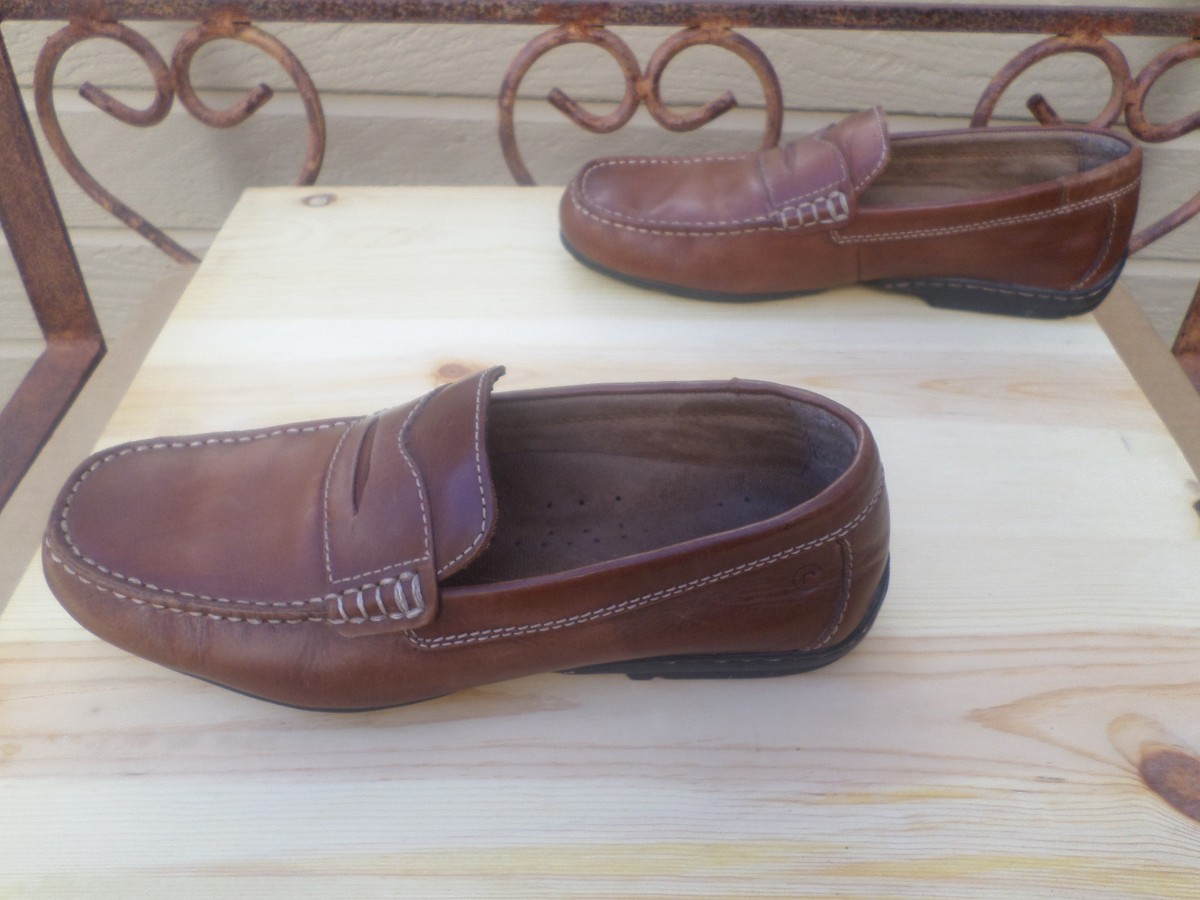 Rockport Brown Leather Driving Penny Loafers Men display picture 1