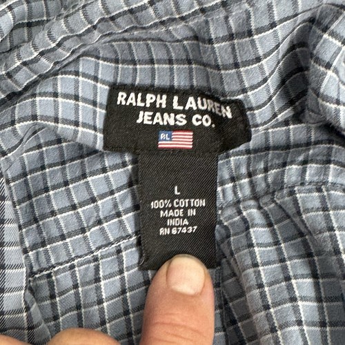 Ralph Lauren Jeans Co. Camisa Abotonada Para Hombres L Cuadros Manga Larga Informal - Imagen 7 de 7