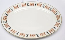 Homer Laughlin HLC166 Brown & Black Design 11.5" Oval Plate(s) Best China MCM