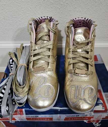 Reebok Melody Ehsani x Metallic Gold "Love" Betwixt High Top Sneakers, Sz 9 - Picture 1 of 9