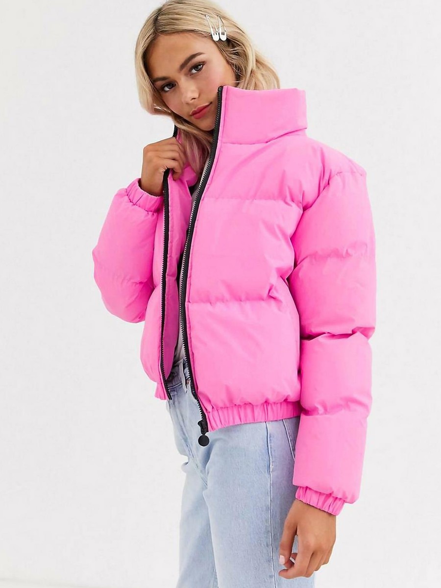 Pink reflective puffer jacket Clearance