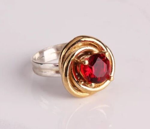 Gorgeous Turkish Handmade Jewelry 925 Sterling Silver Ruby Stone Women Ring Sz 8 - Afbeelding 1 van 3