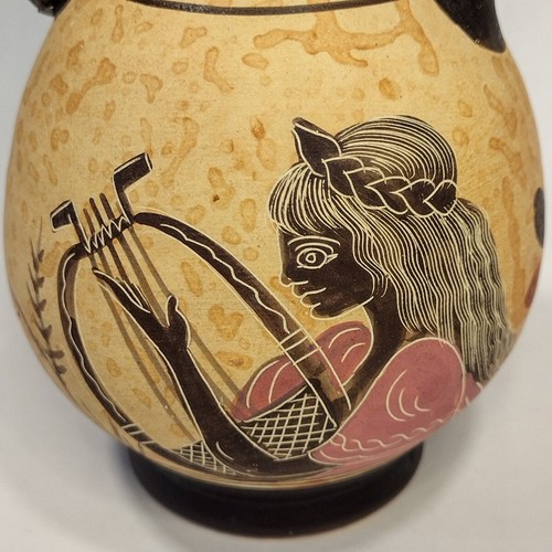 Greek Vase Woman w Harp Classical 1990s Decorative Reproduction 5.5" - Picture 3 of 14