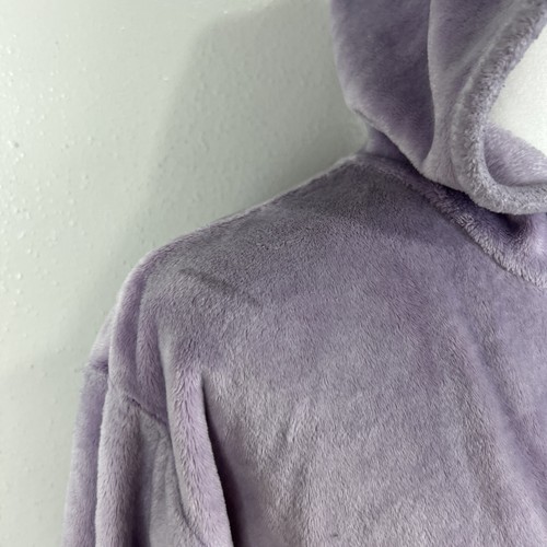 Adidas Sweater Youth Medium Purple Faux Fur Pullover Hoodie Active Kids - Picture 9 of 13