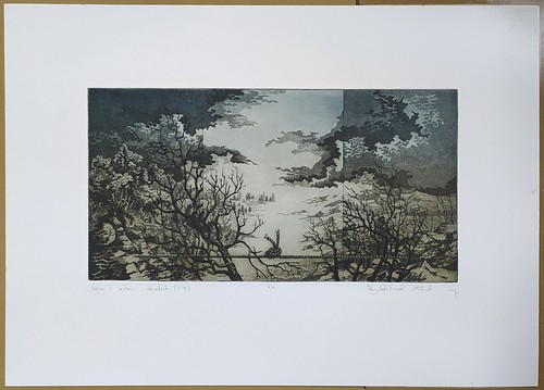Etching 'pejnaj z westem', 1987, Krzystof Wieczorek (*Lodz 1954), 46.4 x 32.7 cm