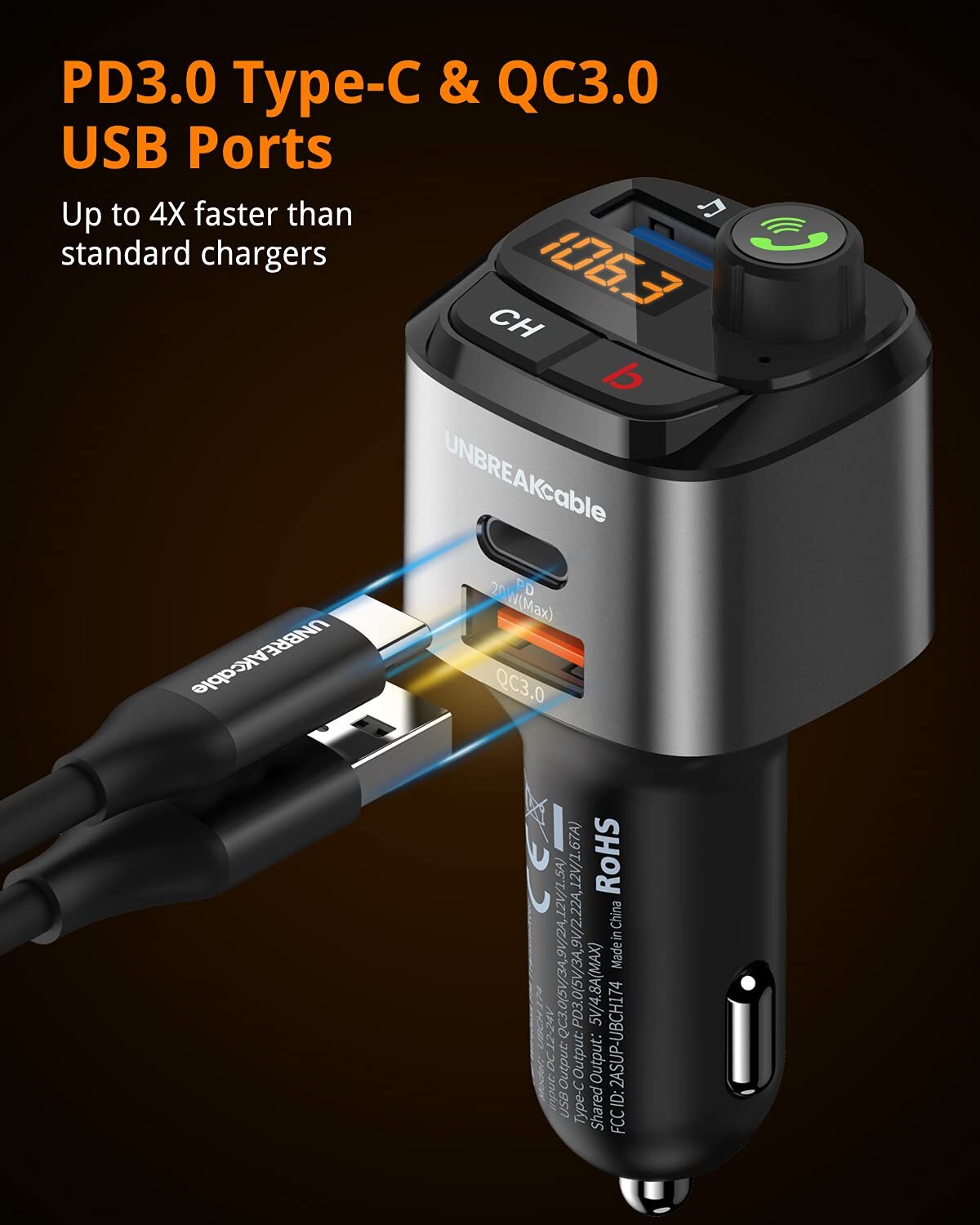 Thumbnail - Unbreakcable Bluetooth Fm Transmitter Auto Radio Adapter, Auto