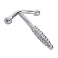 H Anchor Penis Plug, Surgical Steel 2.75" Ribbed Male Urethral Sounding Plug