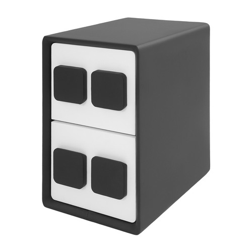 Comodino mobile contenitore legno camera da letto comodino fine con 2 cassetti nero+bianco - Foto 10 di 12