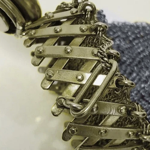 Handmade 1920's English Coin Purse, Victorian Silver Twist Lid Gate Mesh Purse - Picture 5 of 7