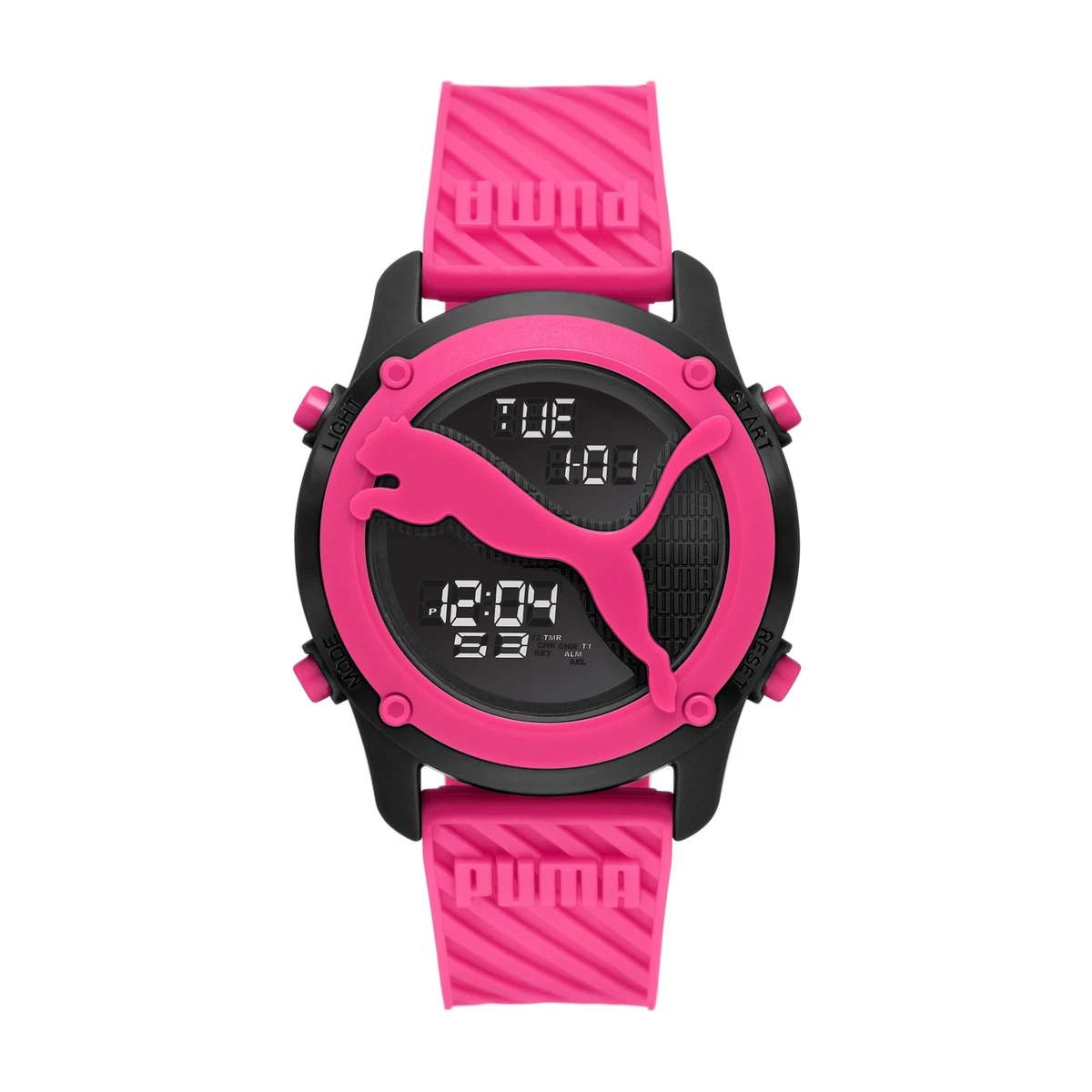 Womens Wristwatch PUMA BIG CAT P5102 Silicone Fuchsia Chrono Alarm Timer |  eBay